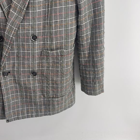 Anthropologie Maeve Lilith plaid double breasted textured long line blazer sz 4 - Picture 4 of 7